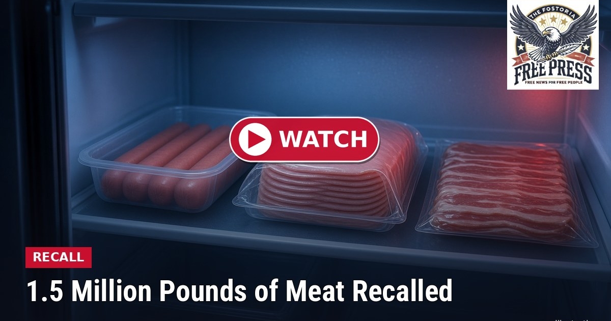 Fostoria News Meat packages in refrigerator after 1.5 million pounds recalled.